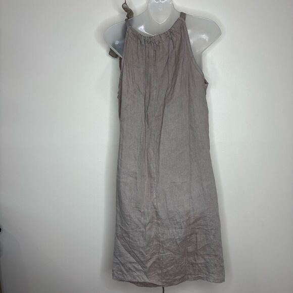 Bellambria Women’s beige 100% linen Short Sleeveless Made In Italy dress small - Picture 5 of 7